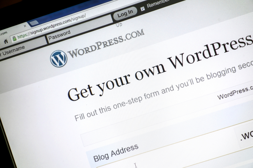 Picture of a computer screen showing an invitation to Wordpress.