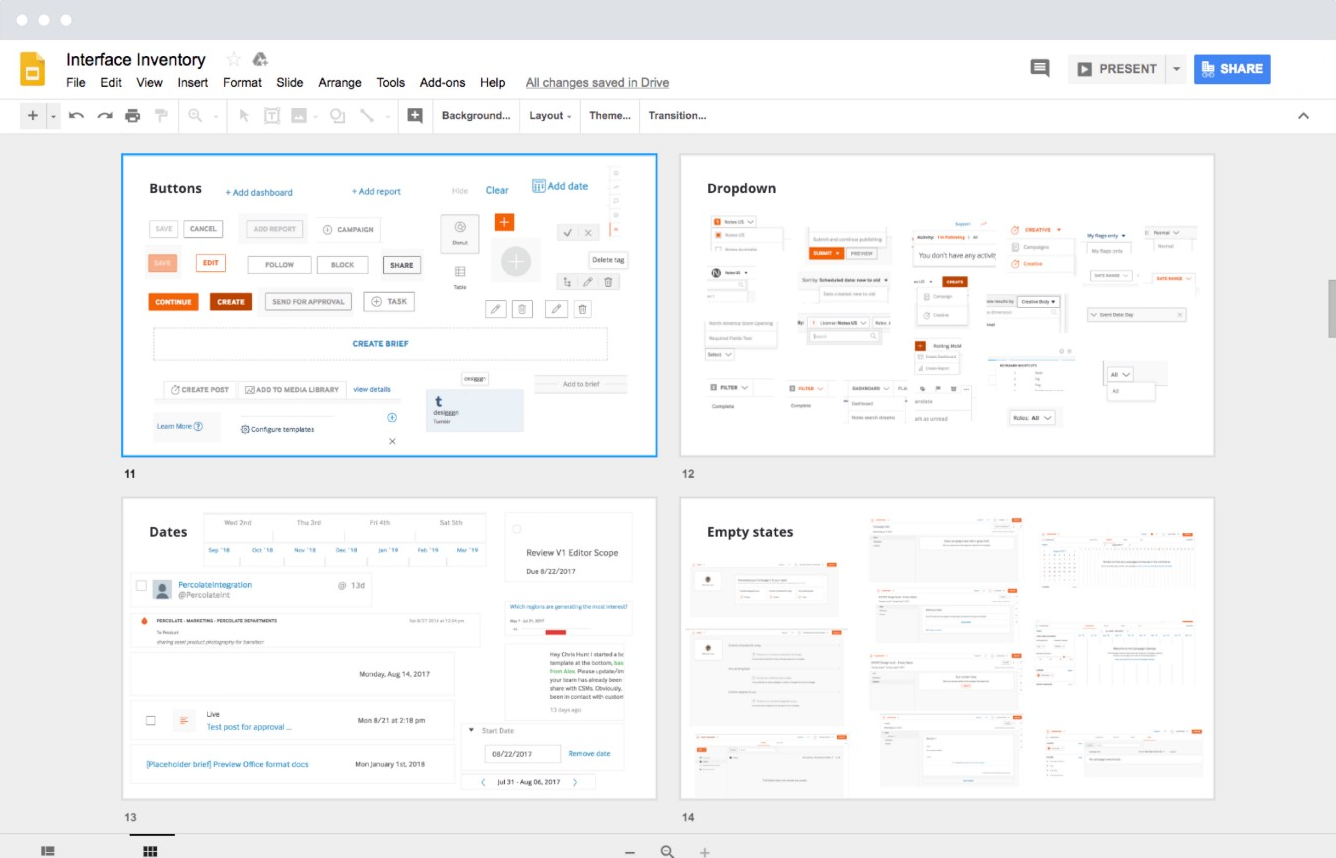 A screenshot of the Percolate software interface.