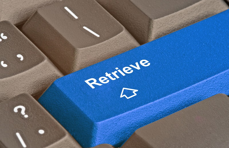 A picture of a keyboard with a blue button that reads 'Retrieve'.