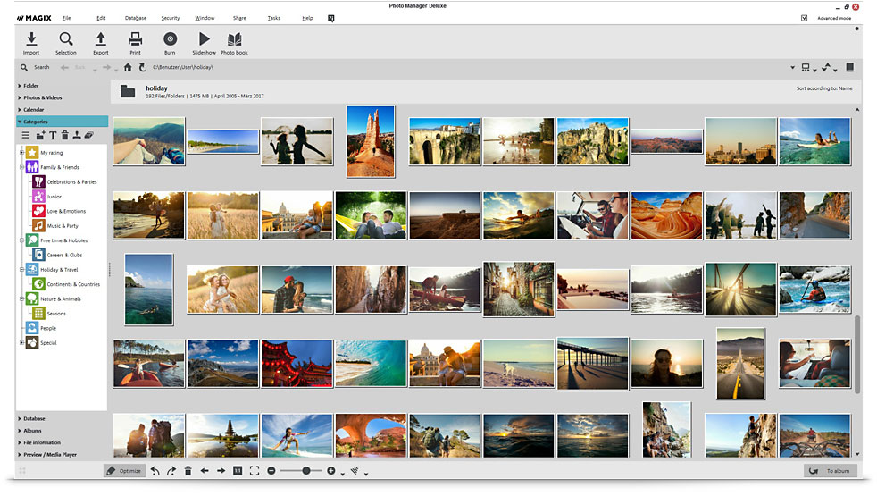 The Magix Photo interface.