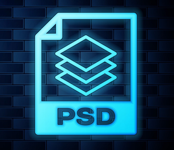 A neon PSD icon.