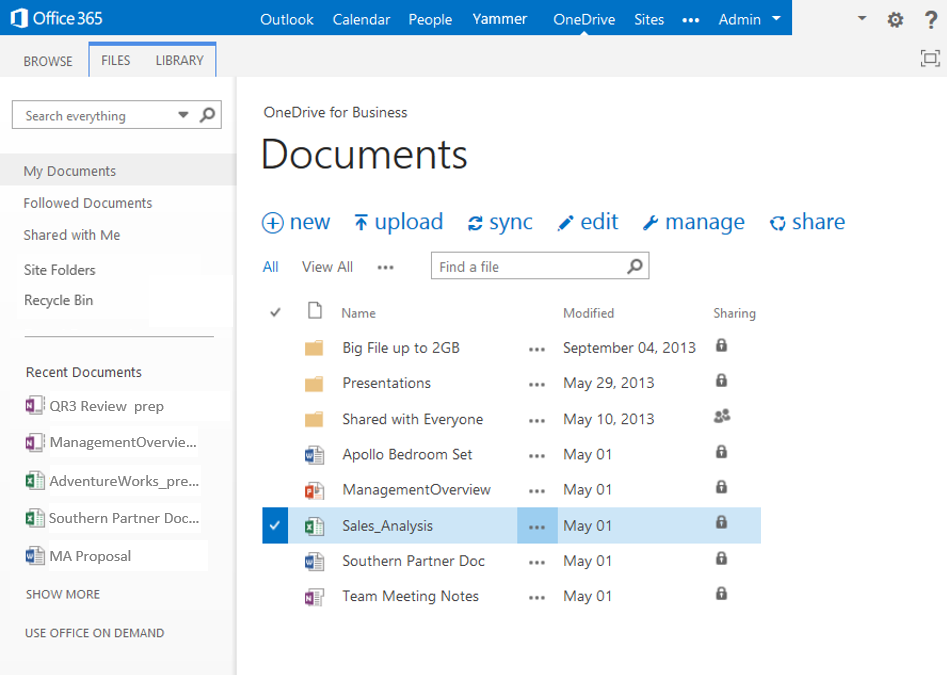 A screenshot of the Microsoft OneDrive interface.