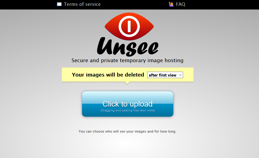 A screenshot of the Unsee tool interface.