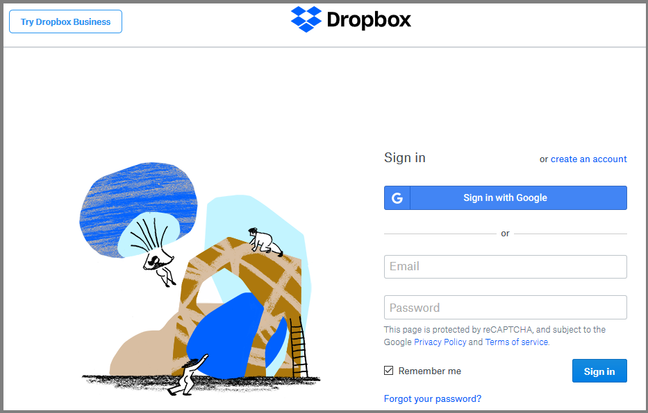 Una imagen animada de la interfaz de Dropbox.