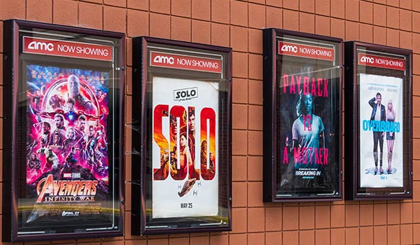 Movie posters at the theater.