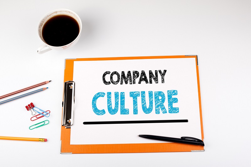 A clipboard that reads 'company culture'.