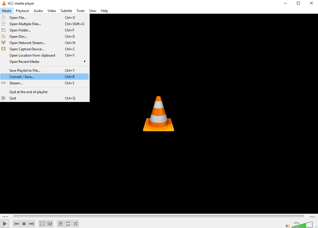 VLC 媒体播放器界面的屏幕截图。