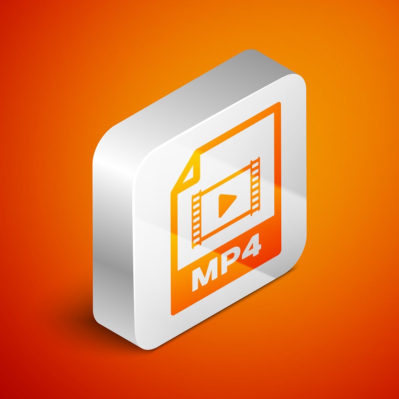 An MP4 icon on a 3D image.