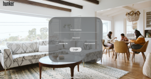 The login screen of Hunker