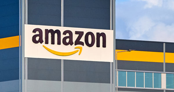 A building with the Amazon logo on its side.