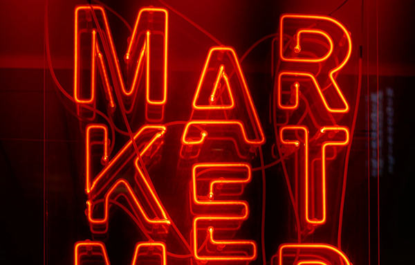 A neon marketing sign.