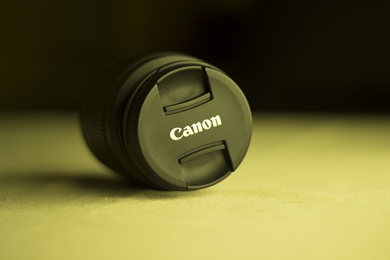 A Canon camera lens.