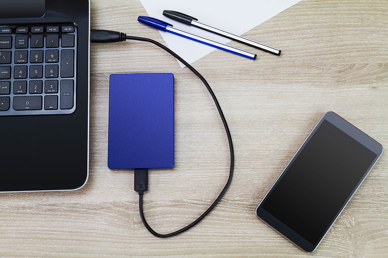 A picture of an external drive in a laptop.