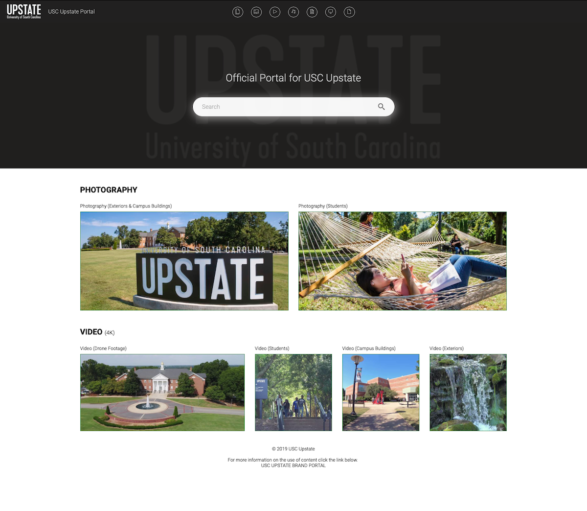 Screenshot eines Canto Portals von USC Upstate