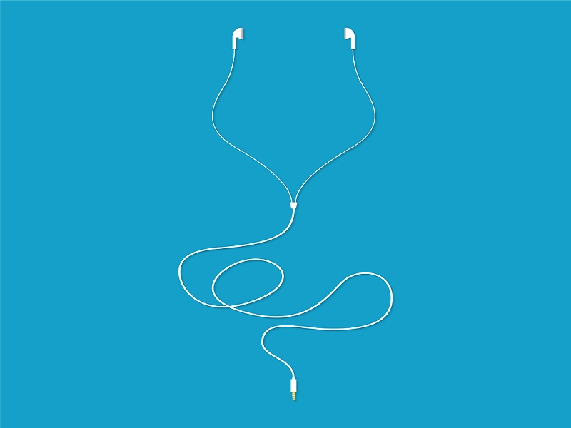 Earbuds on a long wire.