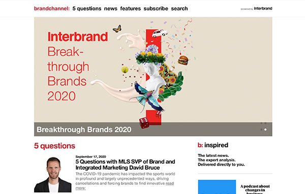 The brandchannel website homepage.