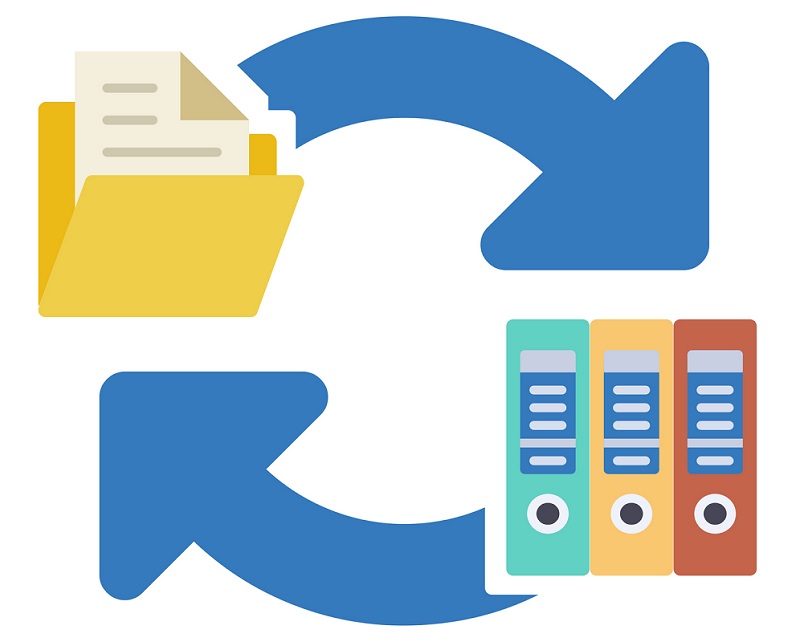 An illustration of a file conversion.