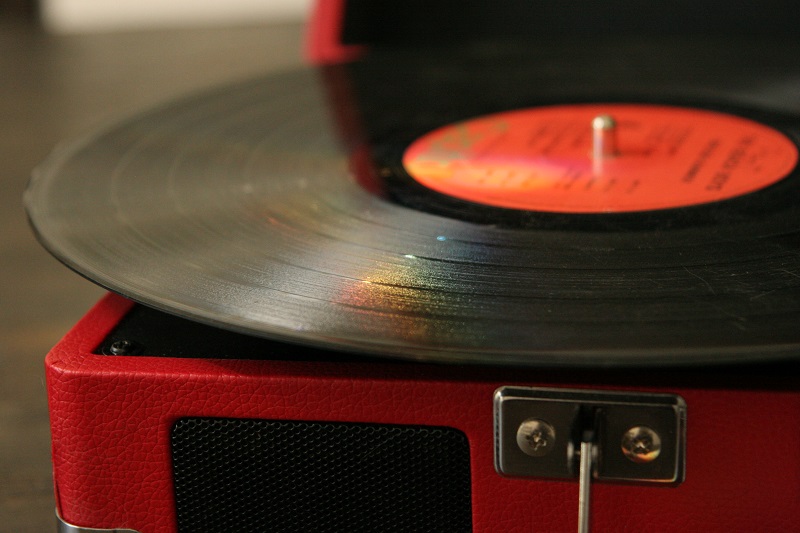 A vintage record player.