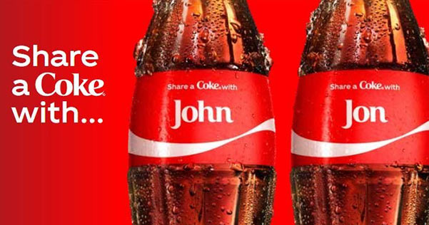 Personalized Coke bottles.