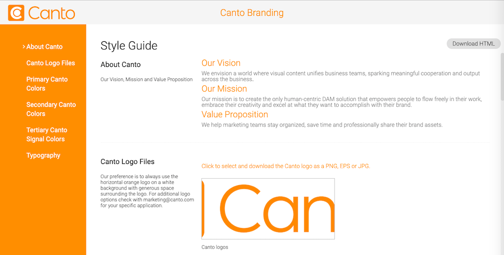 Canto's own style guide