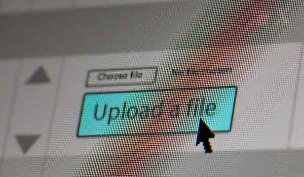 A digital file upload button.