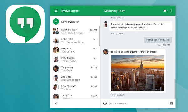 Screenshot of Google Hangouts