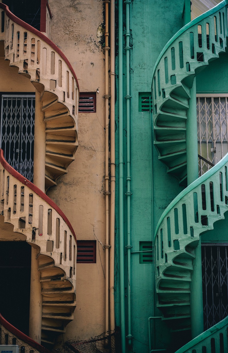 Staircases of different colors.