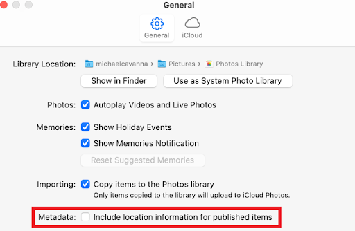 The metadata storage option in Mac computers.