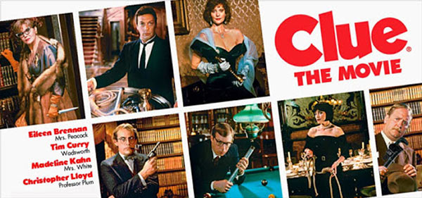 A poster of the movie 'Clue'.