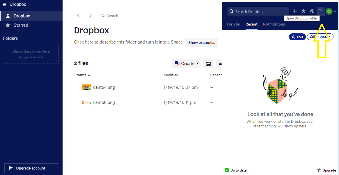 how to use dropbox to share large files