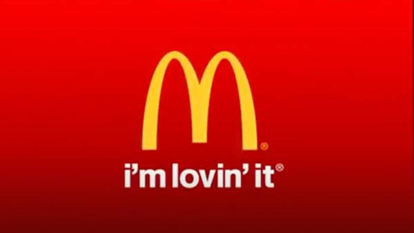 The McDonald's slogan and logo.