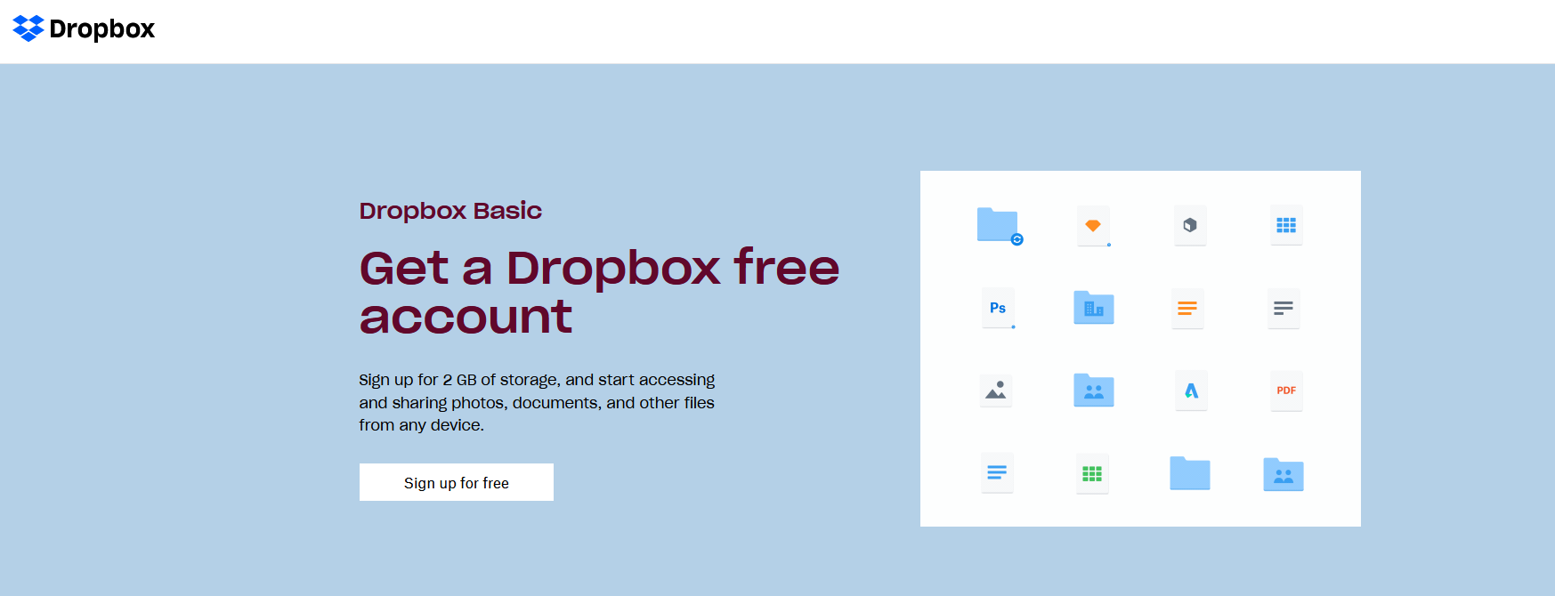 The Dropbox website.