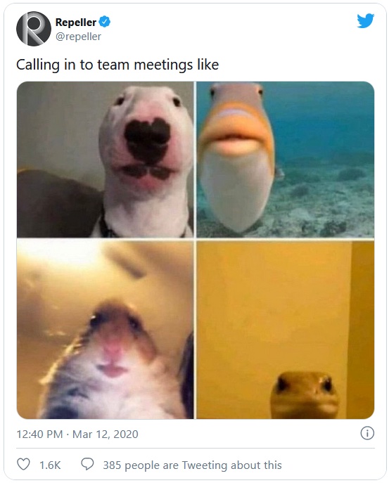 A Twitter post of a team meeting.