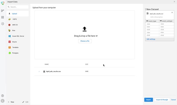 Ein Screenshot der Benutzeroberfläche von Trifacta.