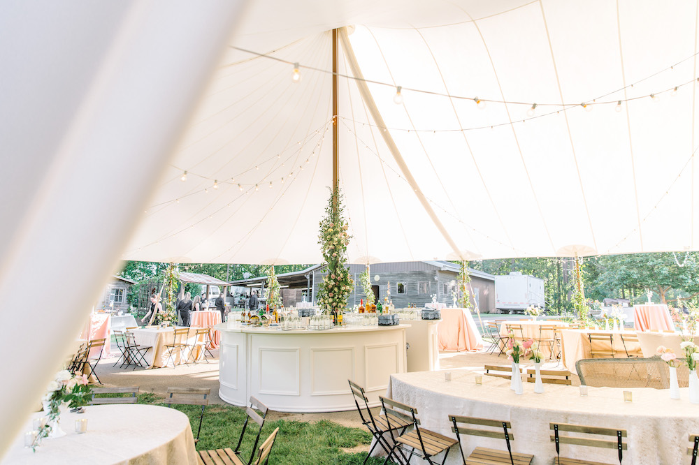 A photograph of a festive tent.