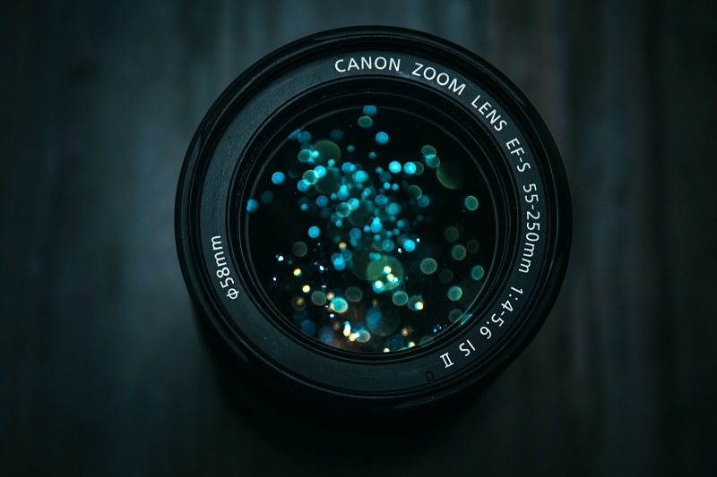 A Canon camera lens.