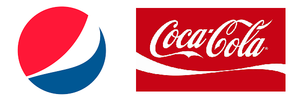 The Pepsi and Coke logos.