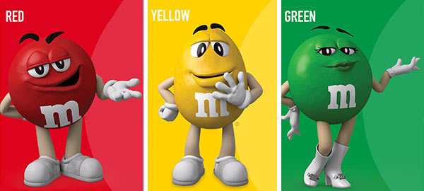 An M&M's advertisement with lifelike candies.