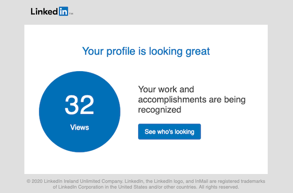 Minimalist email design from LinkedIn