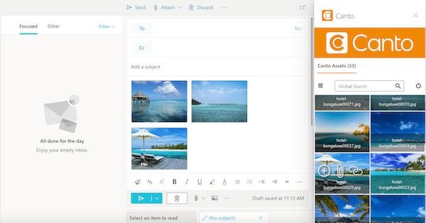 A screenshot of the Canto Connector for Microsoft Outlook.
