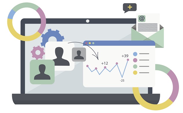 Laptop showing email analytics insights.