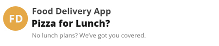 Food delivery email subject line about lunch.