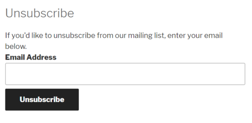 Email unsubscribe form. 