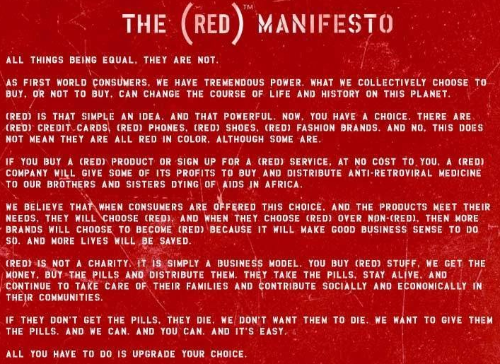 The (RED) manifesto in words.