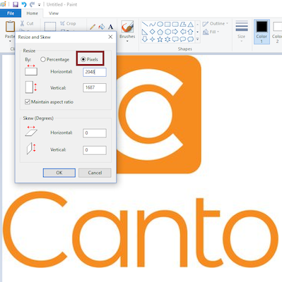 Canto screenshot with sizing box 