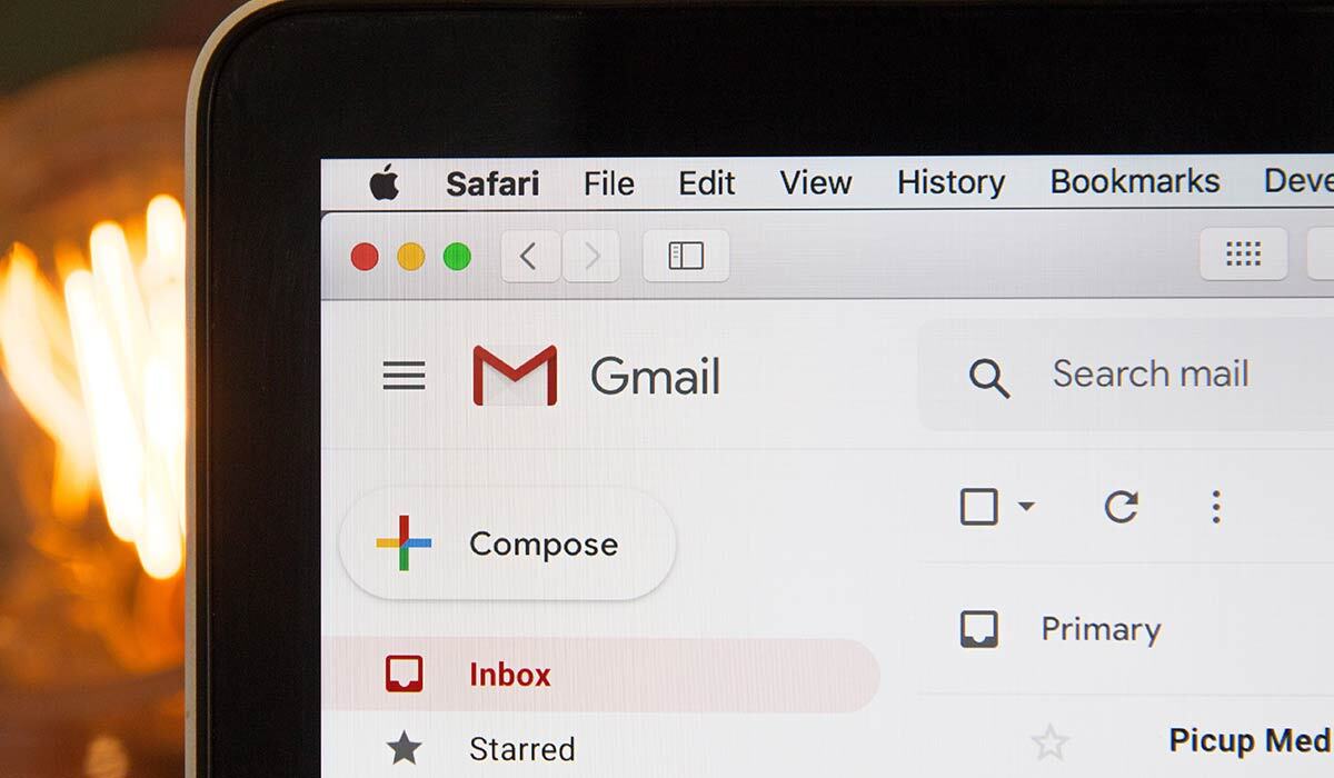 Gmail inbox on laptop screen.