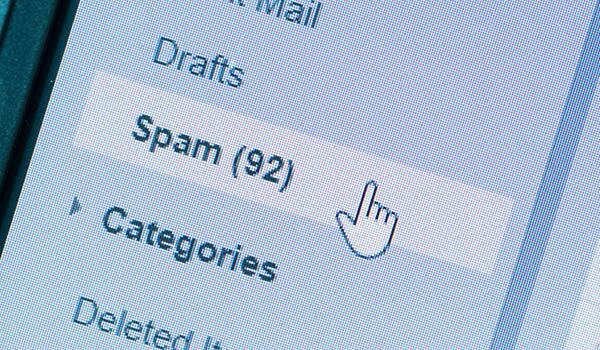 Spam folder in email client user interface.