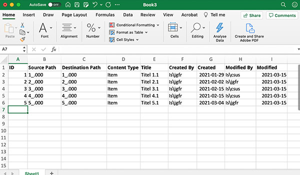 Data entered on a spreadsheet digitally.