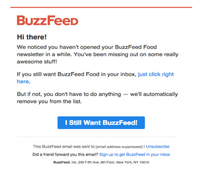 Screenshot of a Buzzfeed re-engagement email.