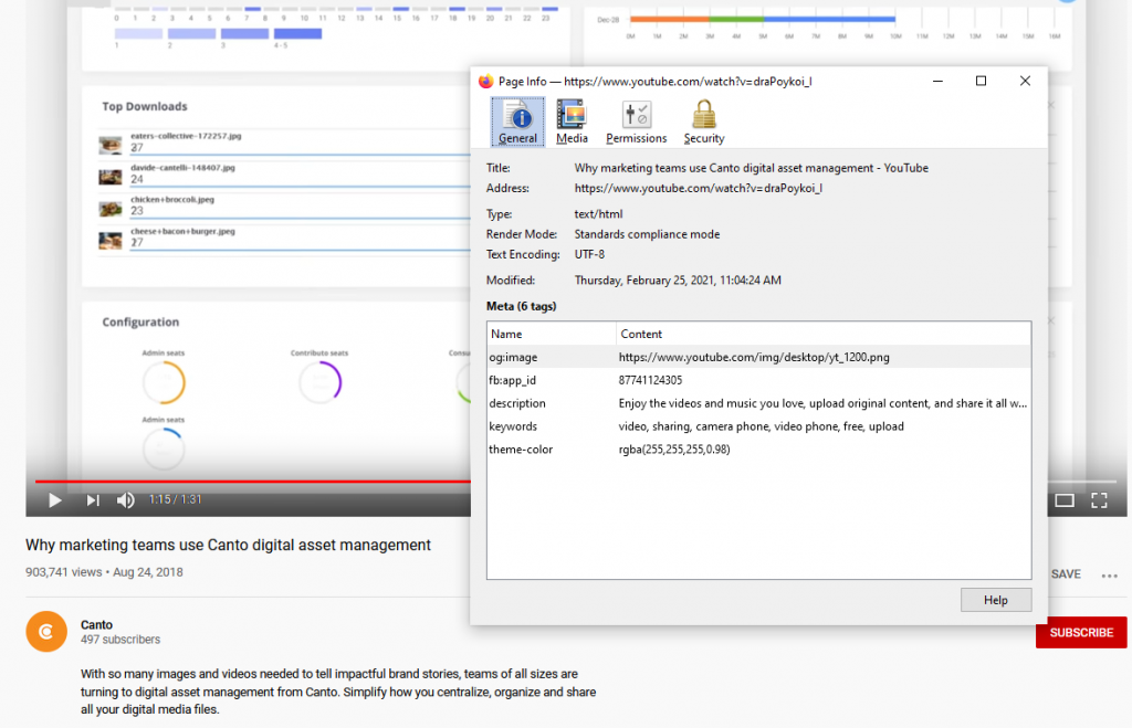 Information optics how to view video metadata Canto